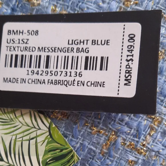 Badgley Mischka Blue Tweed Shoulder Bag - Picture 6 of 6